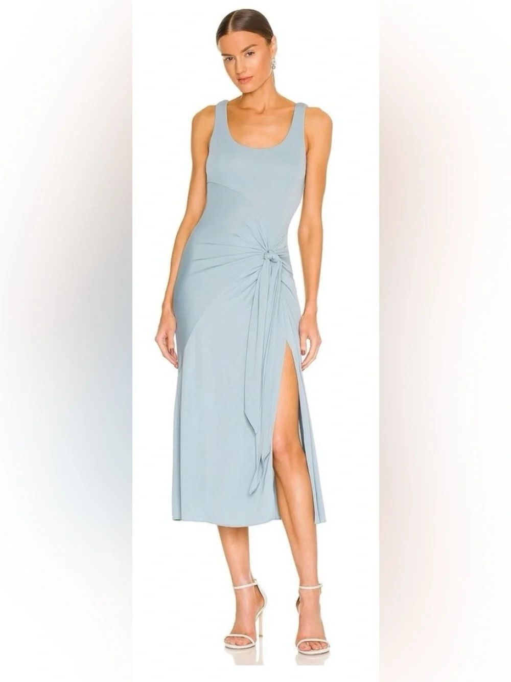 Cinq à Sept Vera Tie Detail Pink Sleeveless Midi Dress Size S